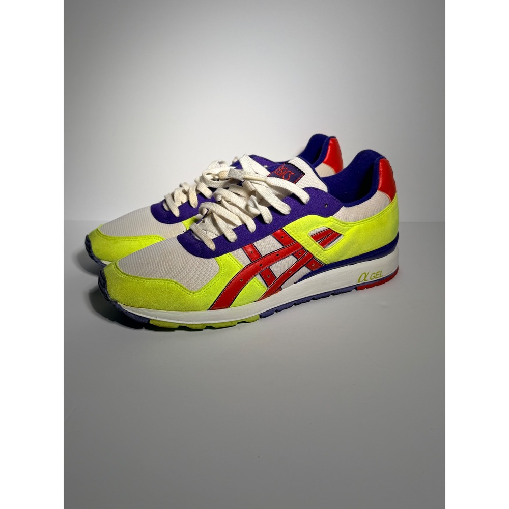 2004 Asics GT-II Alpha Gel Sneakers Mens 12 White Neon Yellow Purple Red Low Top